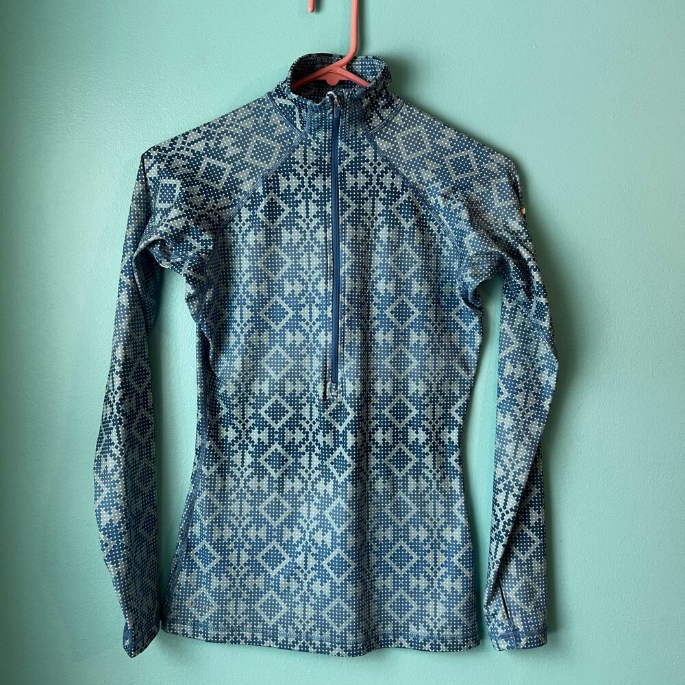 Nike Pro Dri Fit Jacket Womens Small Blue Long Sleeve Pullover Quarter Zip